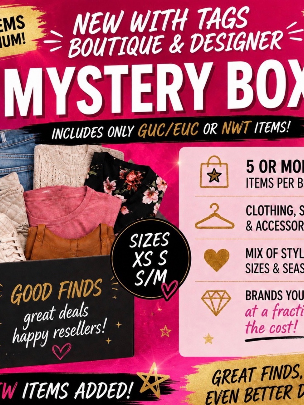 XS- S -S/M Mystery Box Designer NWT-UEC